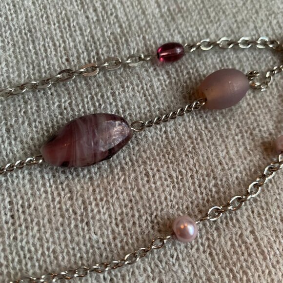 2x14$ โ๏ธ โ๏ธ CREATION - Bracelet beads chains Violet & pink pearls - Picture 4 of 6